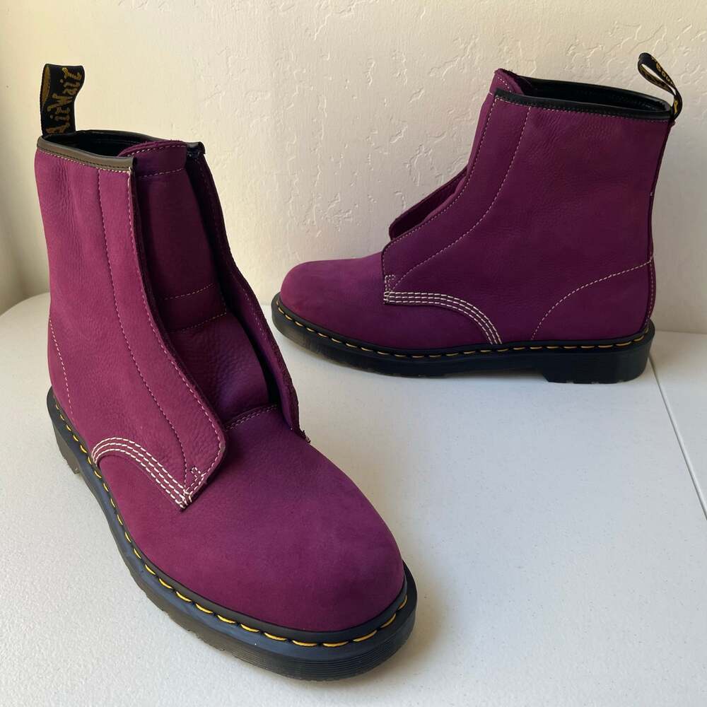 Dr. Martens Men's 1460 Laceless Nubuck Leather Slip-On Boots Purple Size 14 NEW